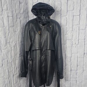 Wilde Vintage Leather Women's Hoodie Jacket with Belt 80's,90's‎ XL